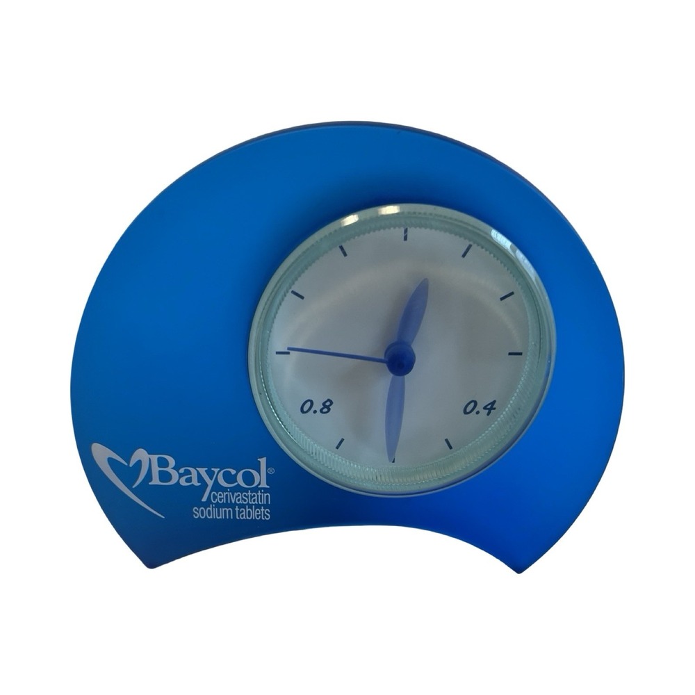 Vintage Baycol Cerivastatin Sodium Tablets Pharma Promo‎ Desk Clock Blue Quartz